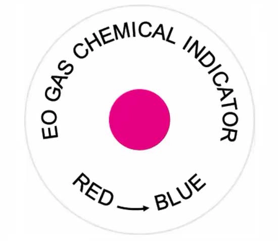 EO gas chemical indicator red to blue