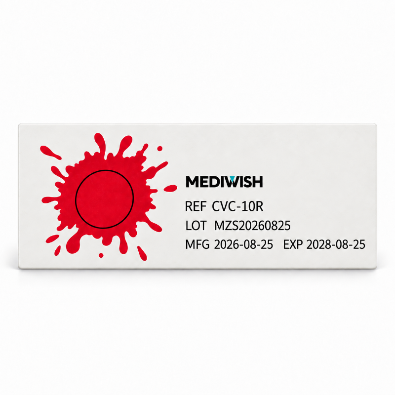 Front of the MEDIWISH CVC-10R card with red test soil and printed REF. Front of the MEDIWISH CVC-10R card with red test soil and printed REF.