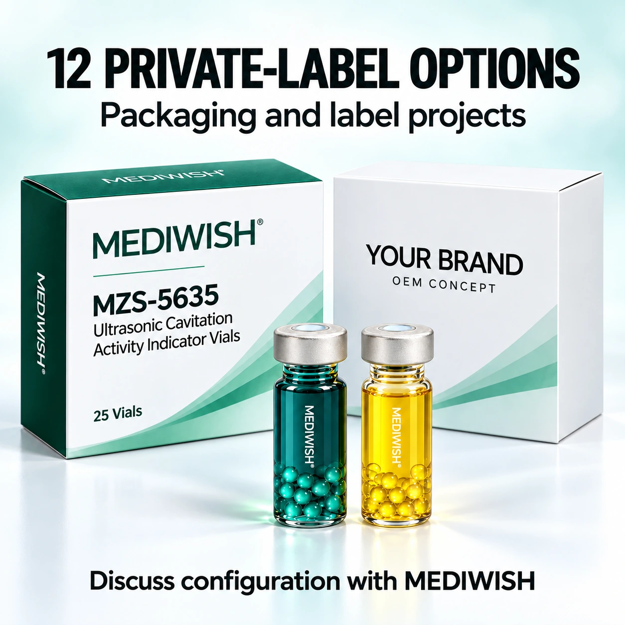 MEDIWISH indicator packaging beside a neutral private-label packaging concept