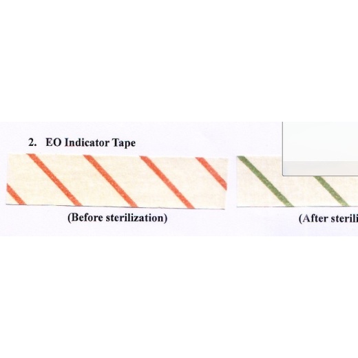 Imagen comparativa de cinta indicadora para EO con líneas diagonales naranjas y verdes
